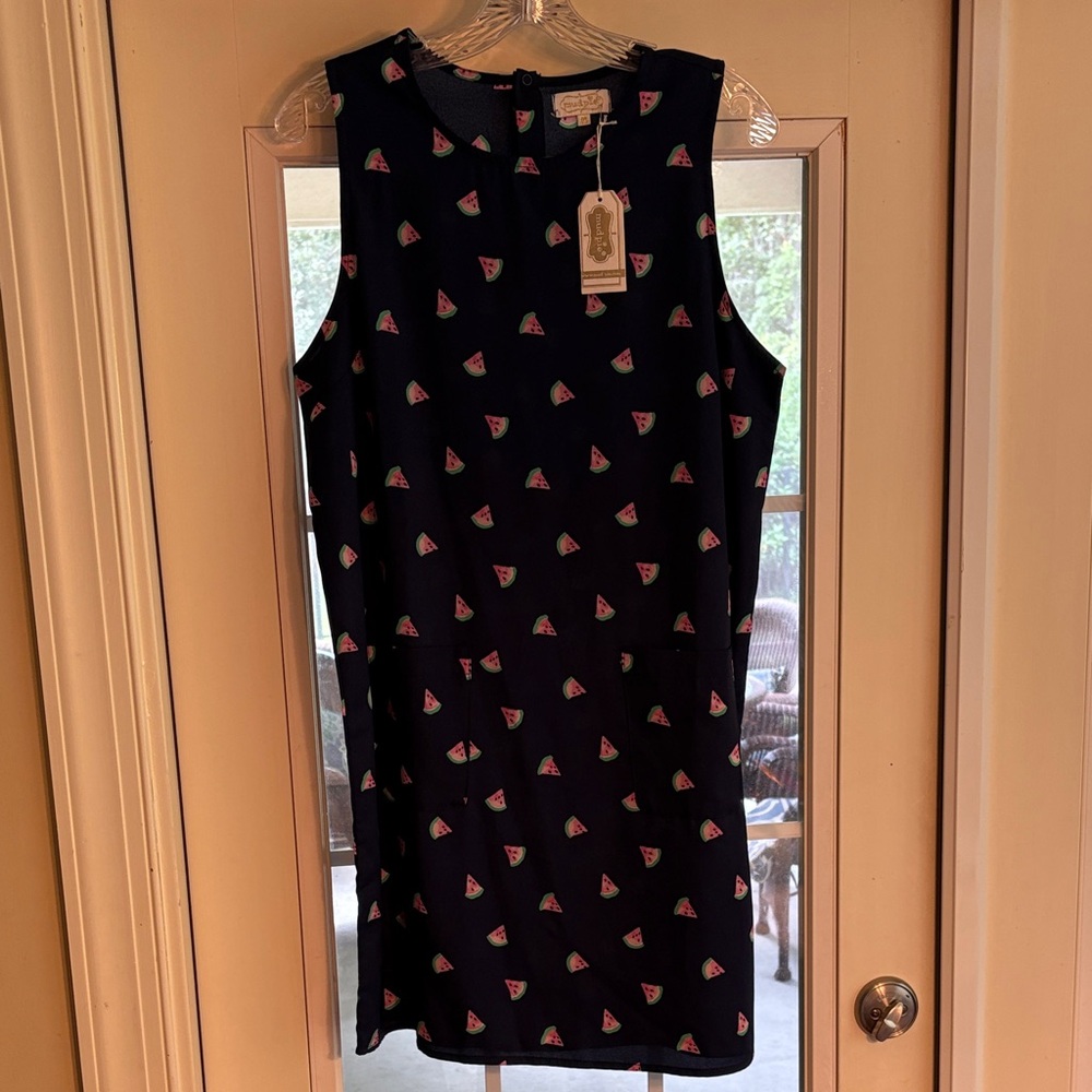 Mud Pie Navy Watermelon Pattern Sleeveless Mini Dress
